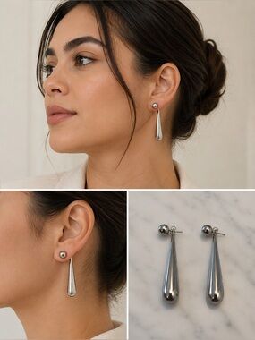 Silver Drop Statement Earrings